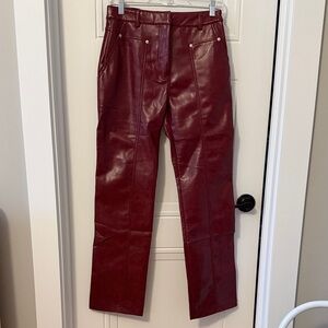 Apparis HR Faux Red Leather Straight Leg Pants